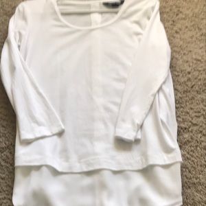 White, 3/4 sleeve, buttons in back, new